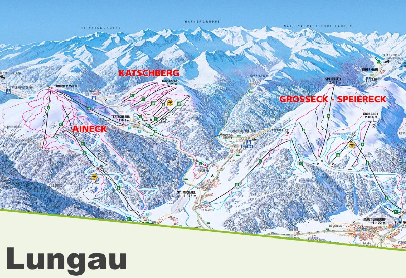 mapa tras narciarskich Lungau Ski