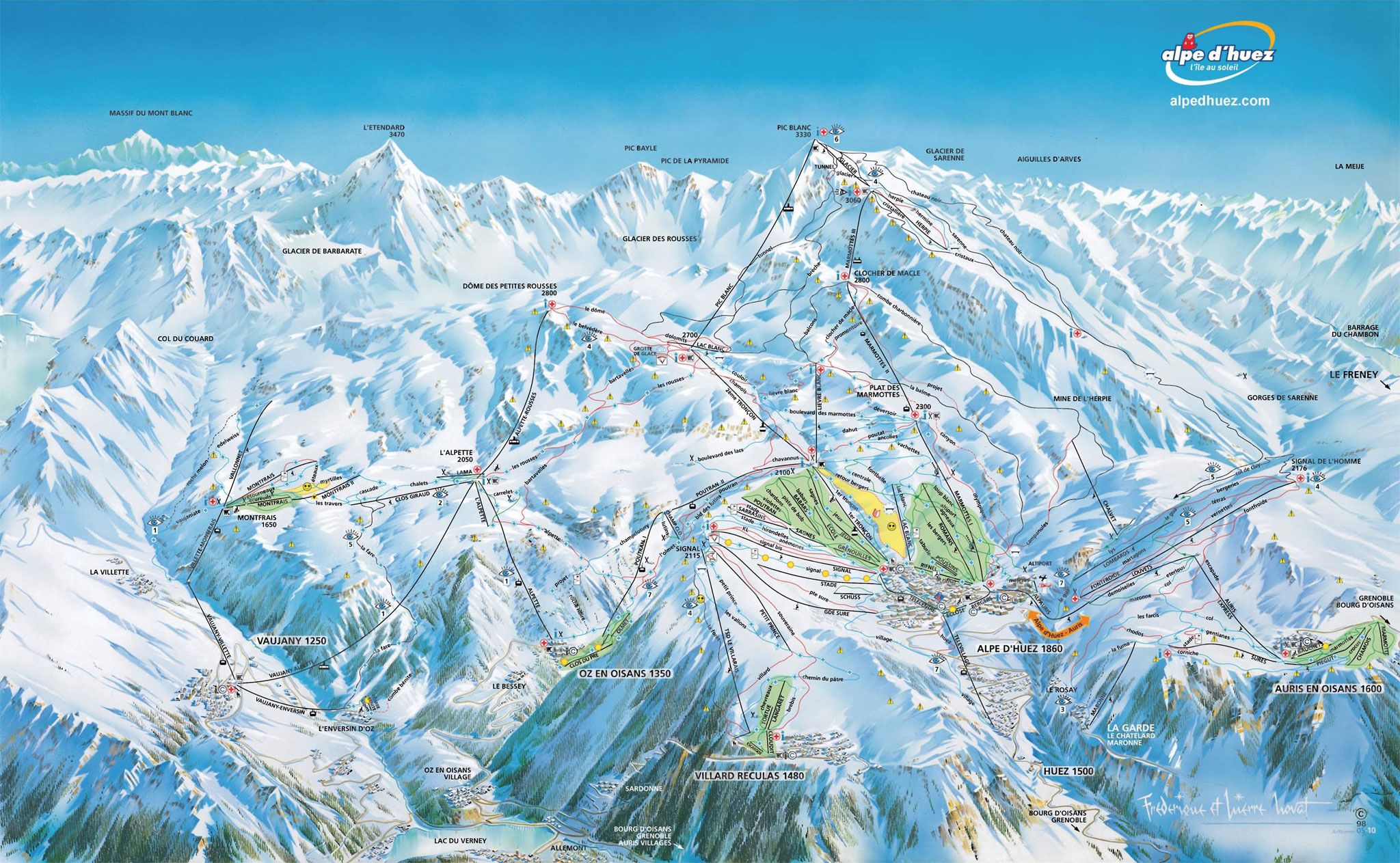 mapa tras narciarskich Alpe d Huez