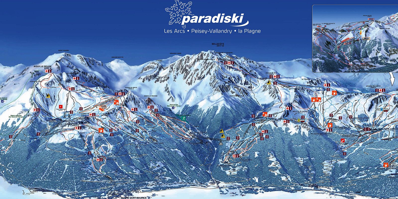 mapa tras narciarskich Paradiski