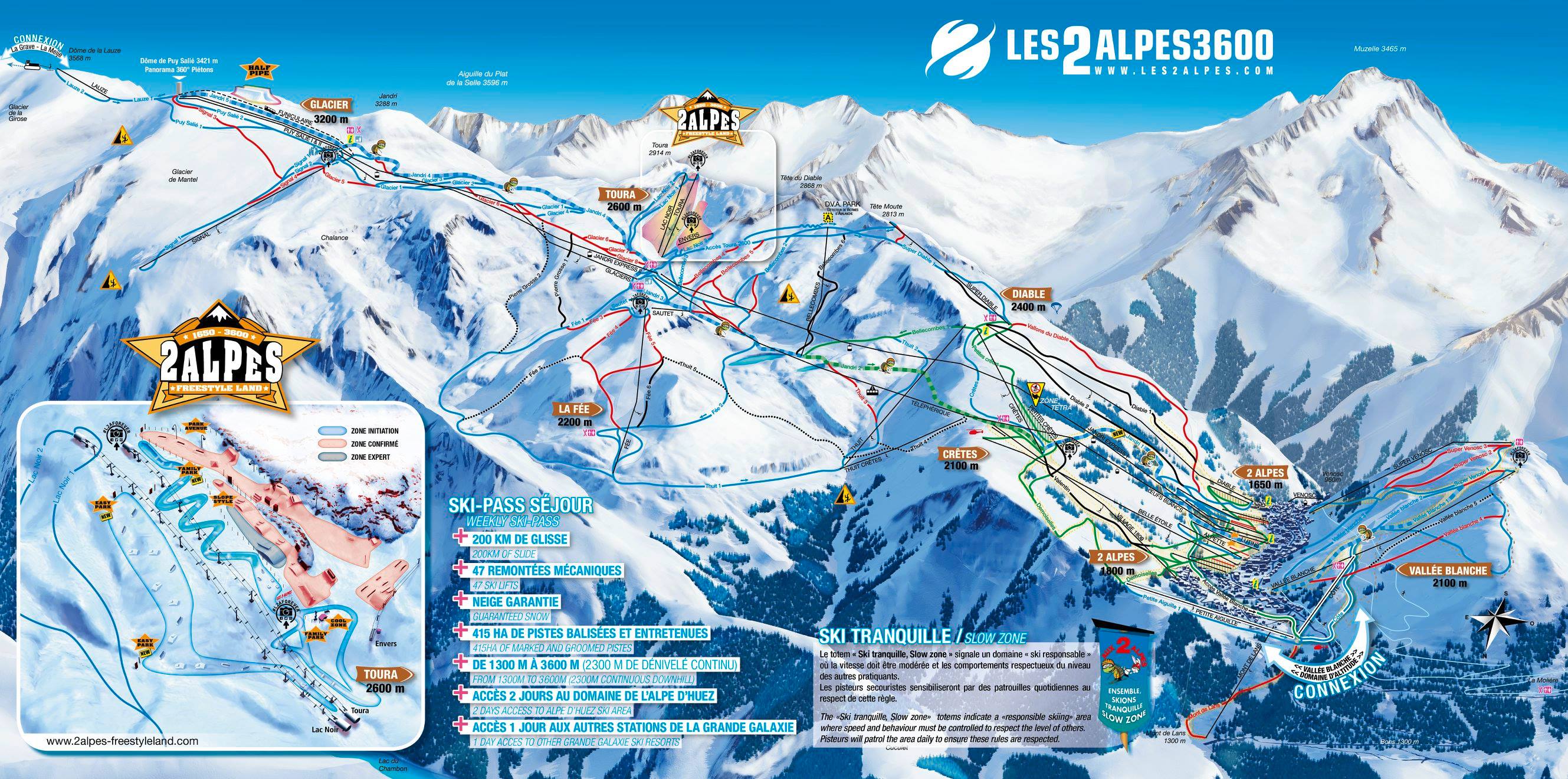 mapa tras narciarskich Les Deux Alpes