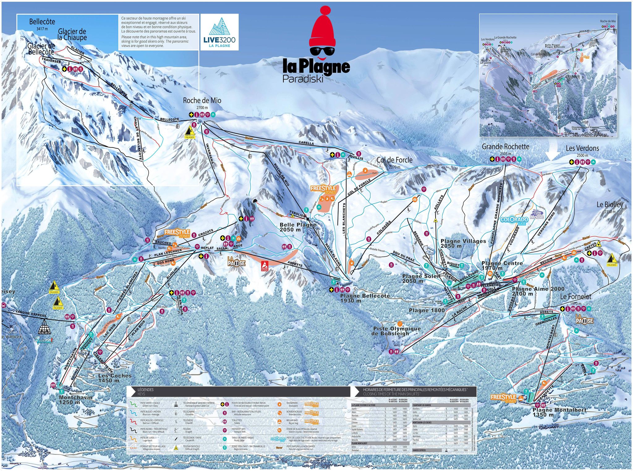mapa tras narciarskich La Plagne