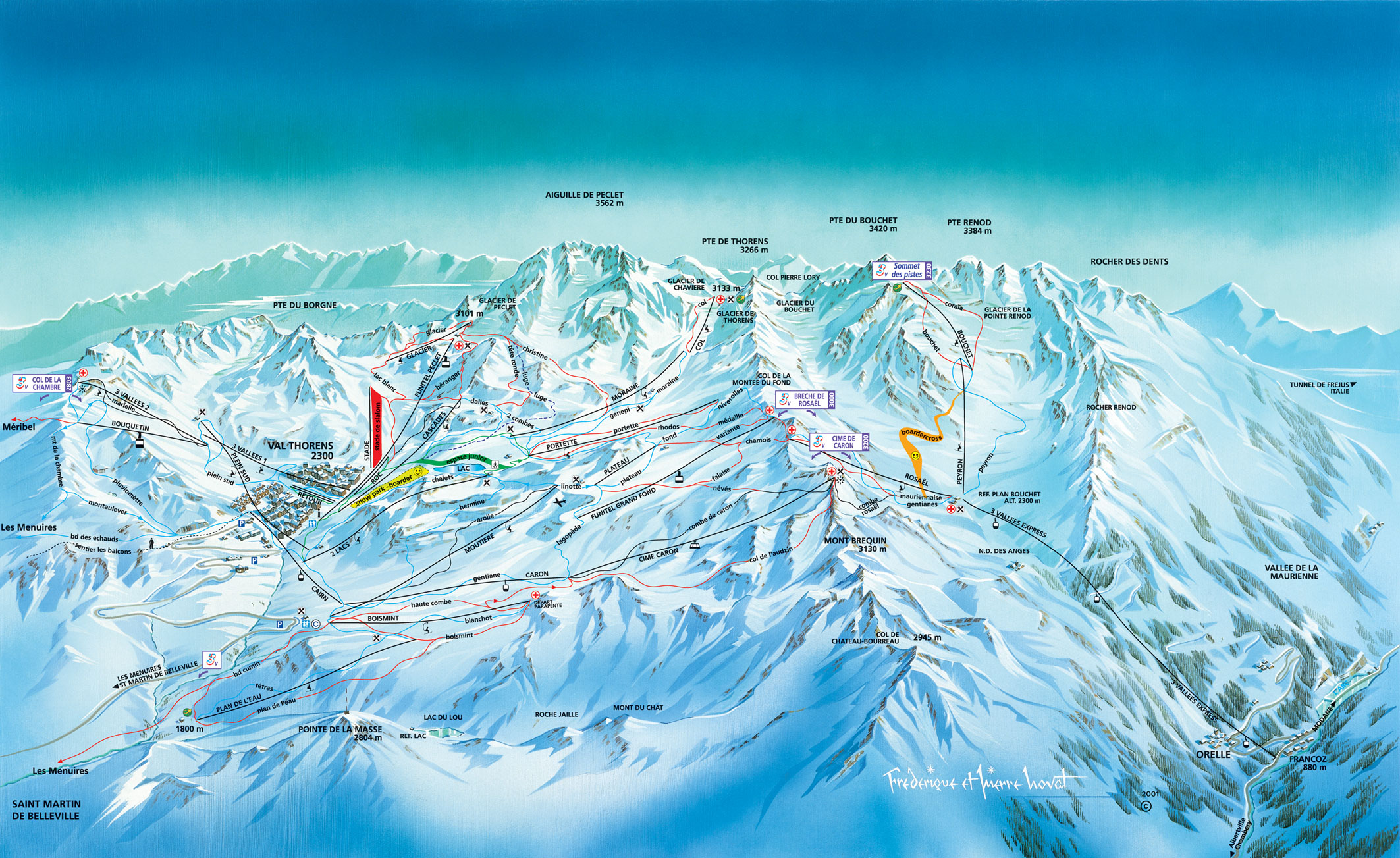 mapa tras narciarskich Orelle &amp; Val Thorens