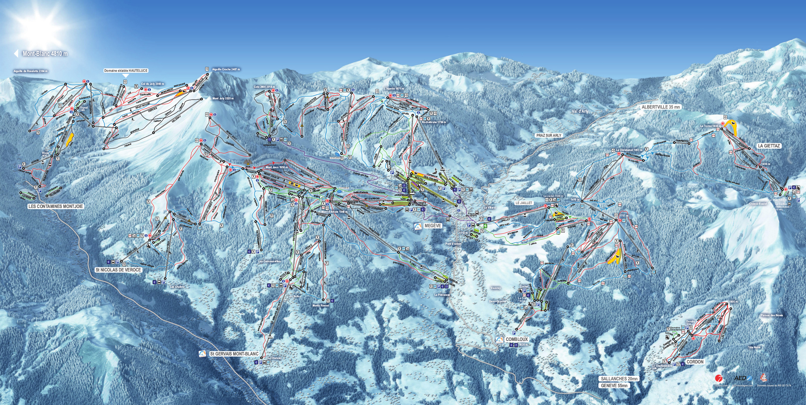 mapa tras narciarskich Evasion Mont Blanc