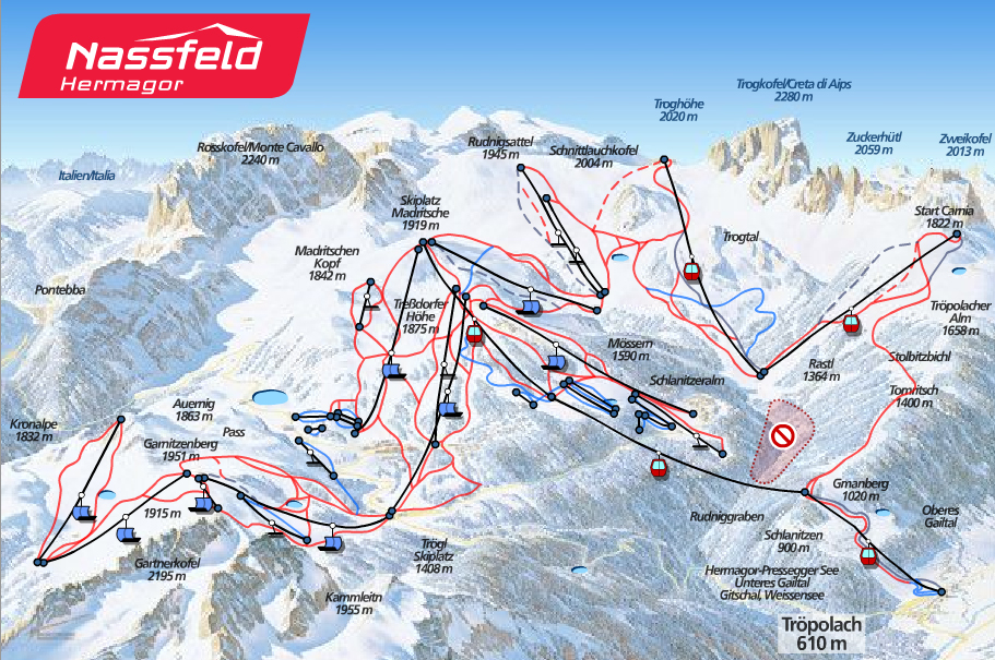https:Mapa tras Nassfeld w Austrii