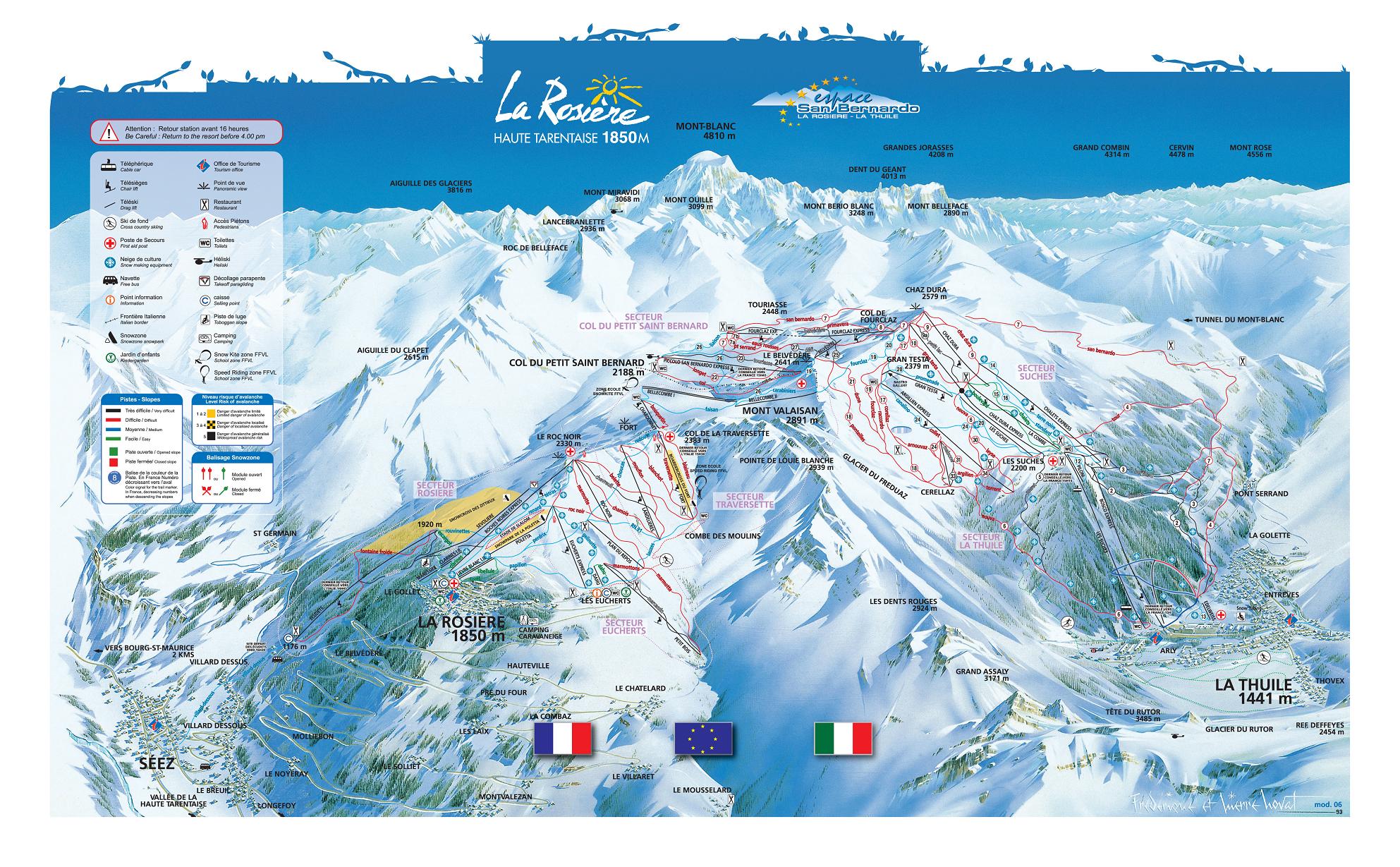 Mapa tras w La Rosiere we Francji